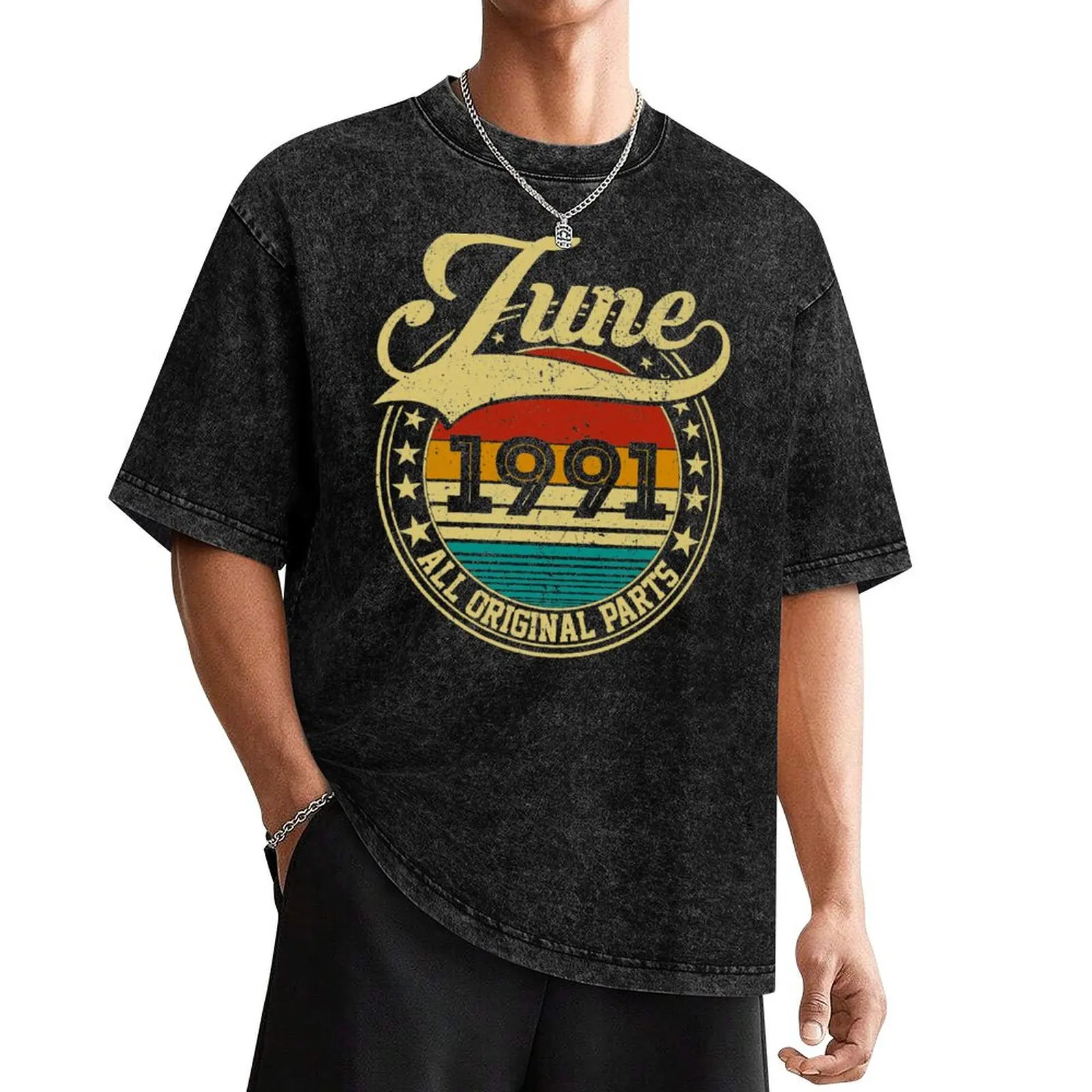 

Vintage June 1991 All Original Parts Born in June 1991 30th Birthday Gift 30 Years Old T-Shirt