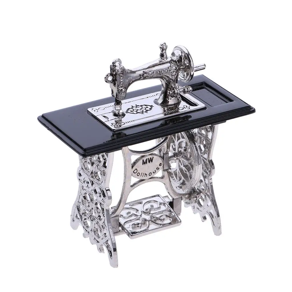 1/12 Dollhouse Miniature Furniture Silver Sewing Machine Model Gift