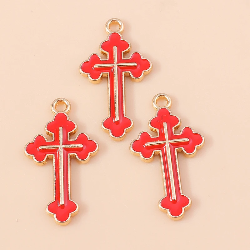 Duarte 20 Teile/los Nette Bunte Emaille Kreuz Charms Anhänger für Die Herstellung Von Ohrringen Halsketten Armbänder DIY Handwerk Schmuck Erkenntnisse – Detail 3