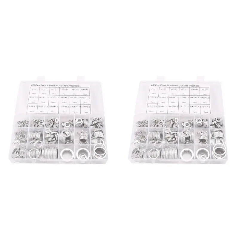 ABMS-900Pcs Aluminum Gasket Aluminum Flat Washer Aluminum Sealing Ring Combination