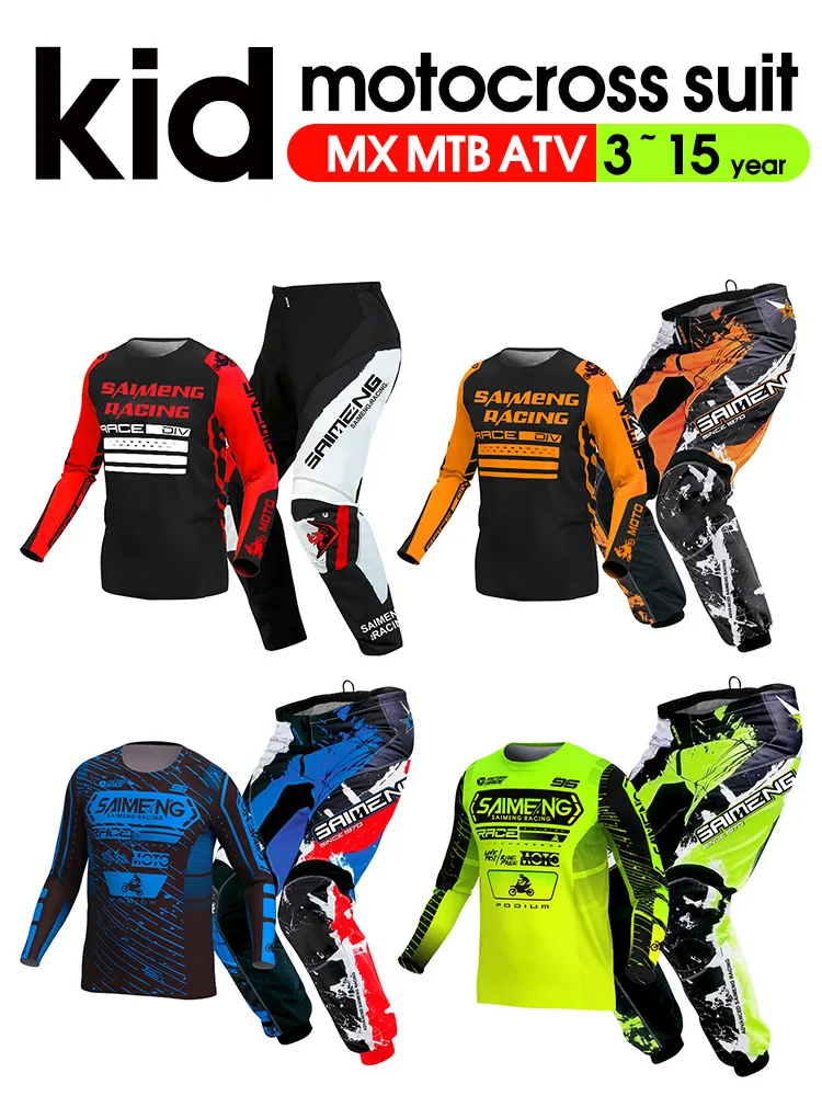 motocross gear set child 3 4 5 6 7 8 9 10 11 12 years boy Enduro racing suit girl cross MX MTB Off-road Jersey Pant Kits ATV