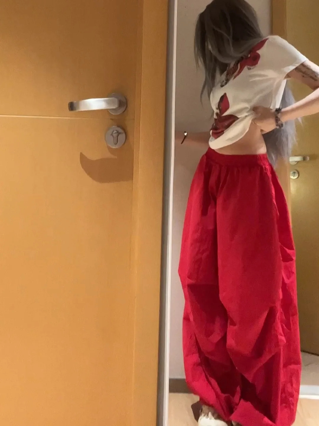 

Red Quick Dry Work Pants Women Summer American Hot Girl Sports Wide Leg Casual Dopaamine Knife Dancing Pants High Waist Strai...