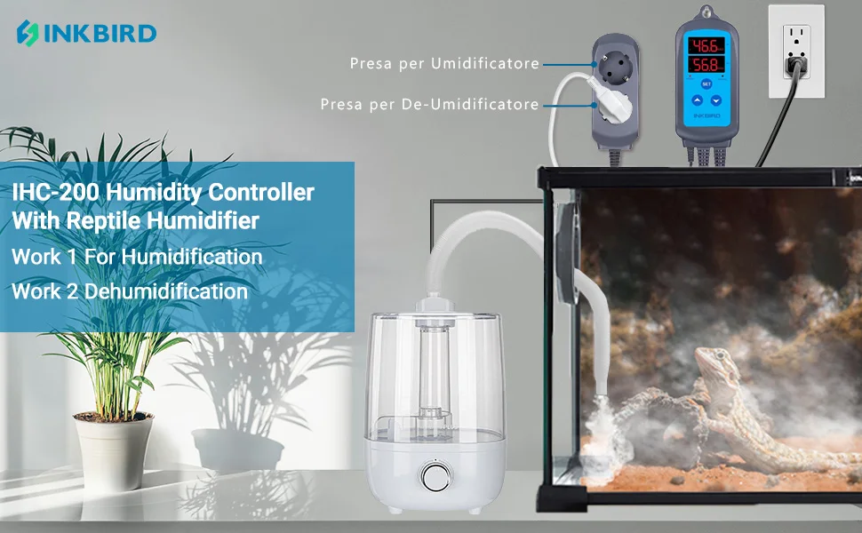 INKBIRD IHC-200/IHC-200-Wifi-Feuchtigkeitsregler, intelligente App-Steuerung, Dual-Digitalanzeige, Hygrometer-Buchse mit hohem und niedrigem Alarm – Detail 14