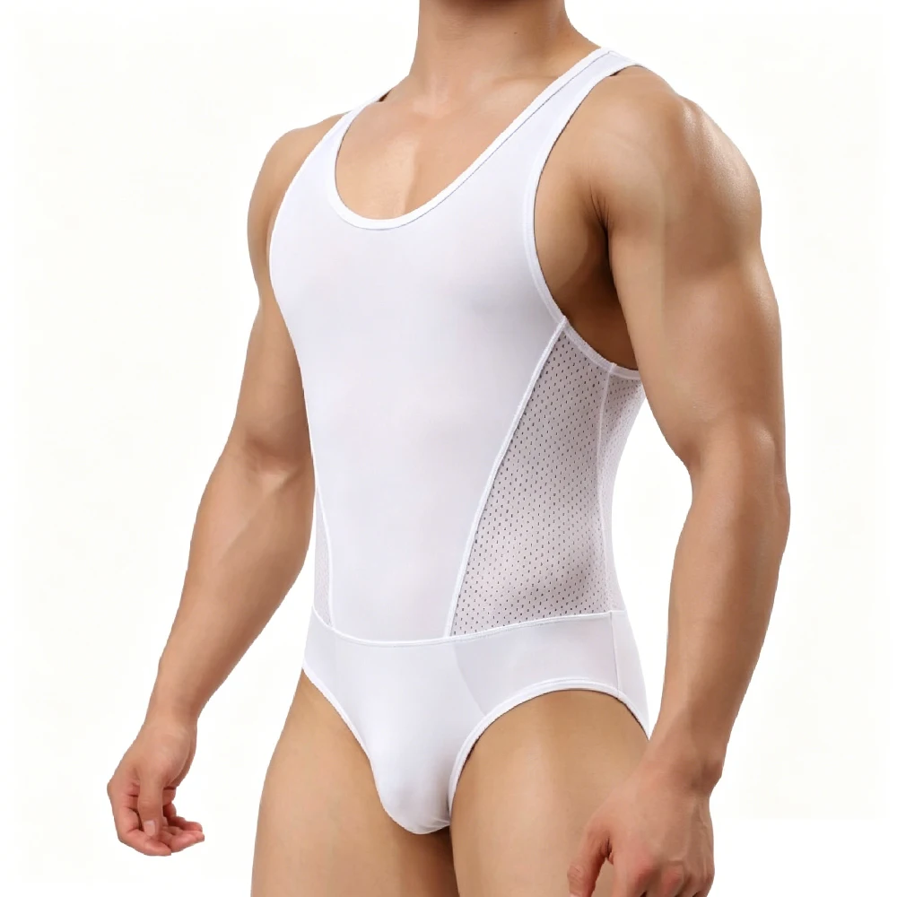 1PCS Full Body Shaper Fajas Para Hombres, Ice Silk High Elastic Tummy Control Bodysuit, Men Slimming Fitness Workout Underwear