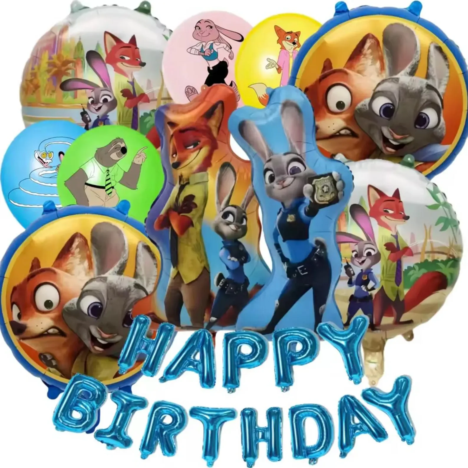 Ensemble de ballons en aluminium Disney Zootopia, film animé pour enfant Nick Judy le lapin, décoration de fête d'anniversaire, jouet de réception-cadeau pour bébé, fournitures de fête
