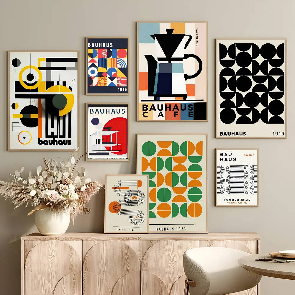 Mid Century Bauhaus Anime Posters Sticky HD Quality Wall Art Retro Posters for Home Kawaii Room Decor