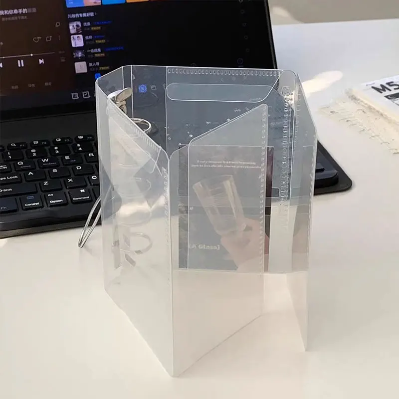 M5 Transparent Four Fold PP Loose Leaf Cover Sketchbook Accessories Diary Office School Stationery Supplies