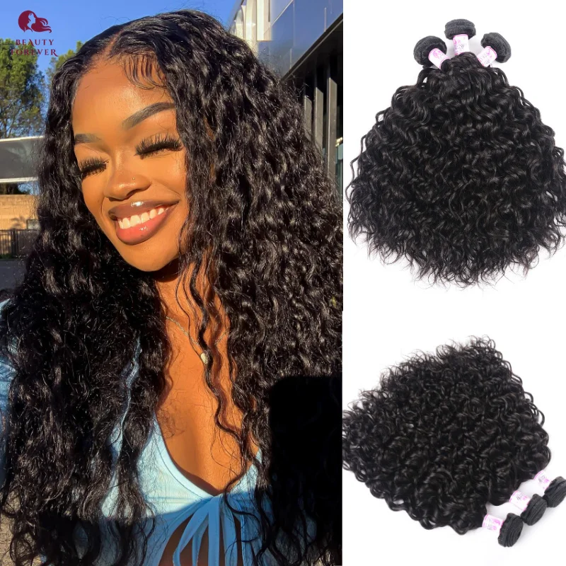 

Beautyforever, пучки человеческих волос с волнами воды, вьющиеся волосы, бразильское плетение, натуральные человеческие волосы, плетение Remy, волнистые человеческие волосы, уток