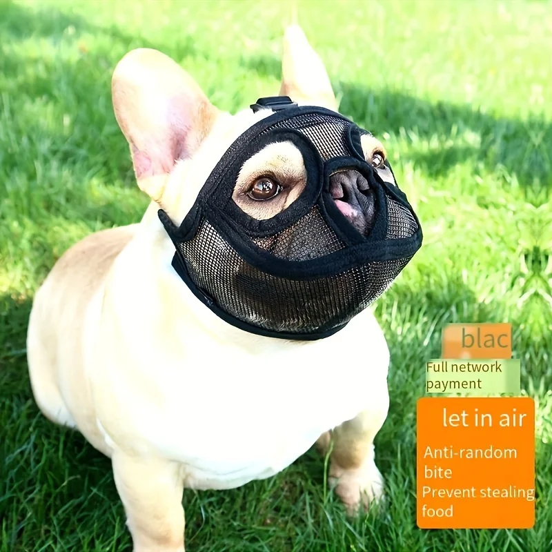 1pc Special Mask For French Bulldog, Breathable Dog Muzzle, Anti-biting, Anti-eating Puppy Mask, Muzzle Short Pet Dog Mask #King