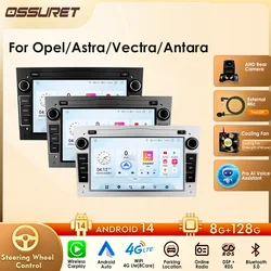 8 + 128G Carplay Android 13 2 Din Radio de coche estéreo GPS para Opel Astra H G J Antara Vectra C Zafira B Vivaro Meriva Vectra B BT RDS