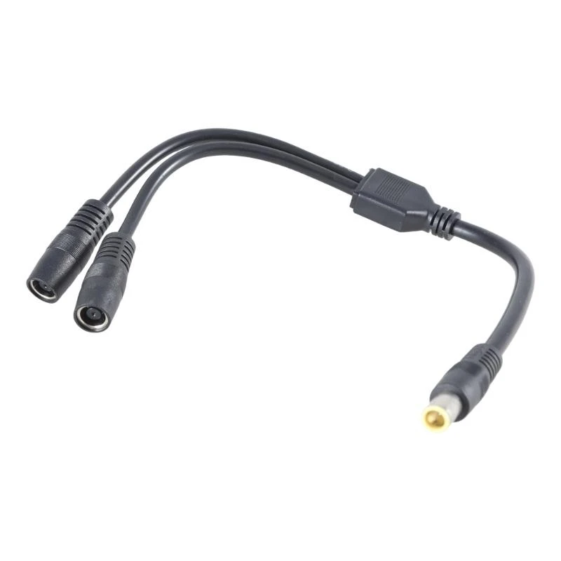 7.9x5.5mm Solar Panel Charging Wire Y Adapter Cable DC7909 1 to 2 Connectors Power Cord for Outdoor Power Solution Black