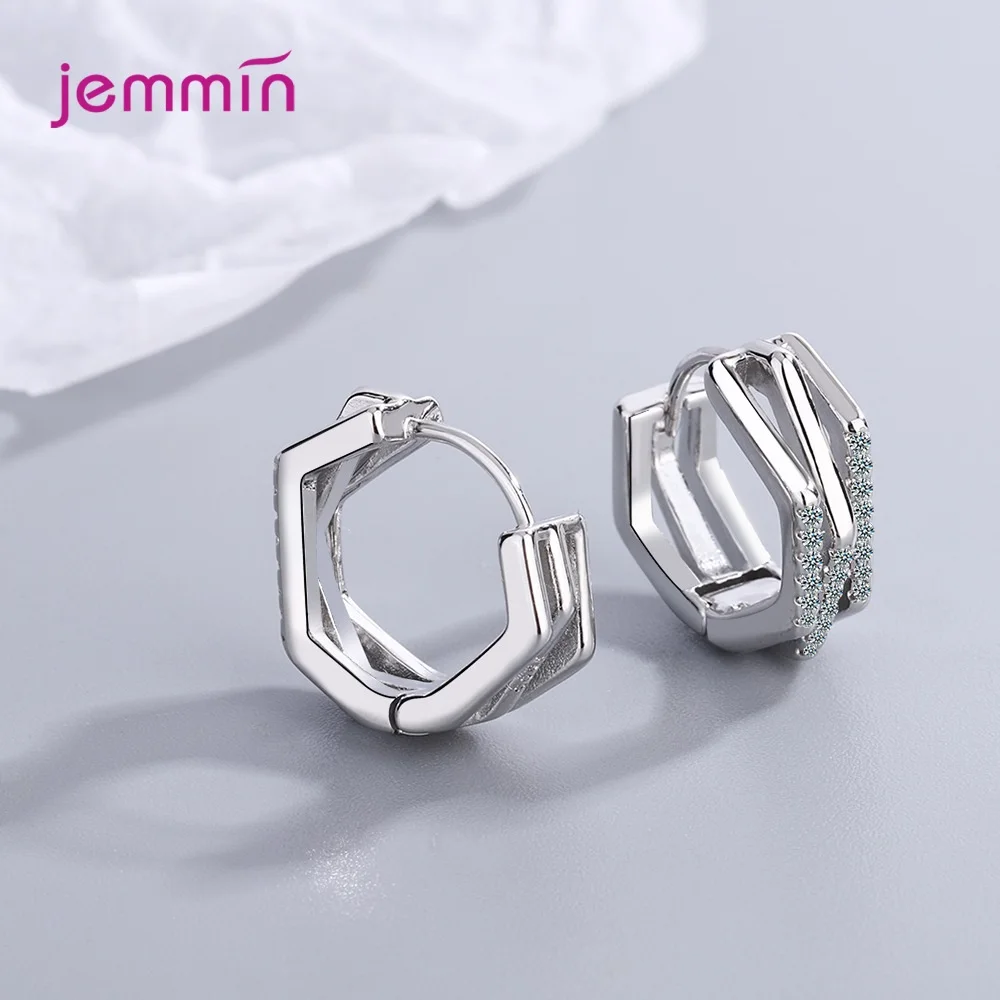 Boucles d'oreilles en argent Sterling 925, trois couches géométriques en cristal, simples, pour femmes et filles, bijoux classiques en argent