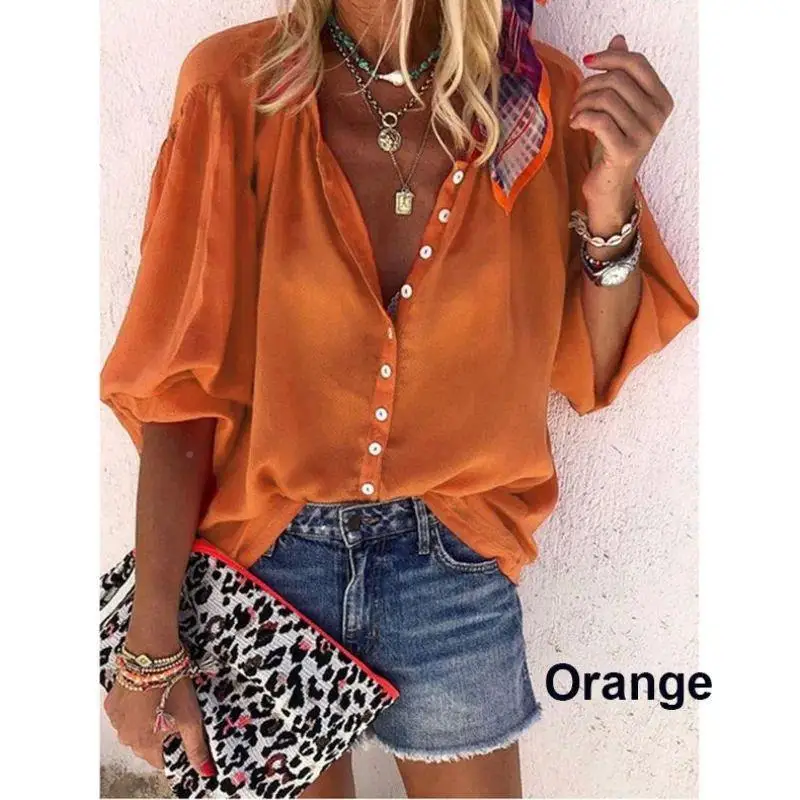 Women's Button up irt Loose Fit Long Sve Regular Length Casual Faion Autumn Collection Color Vnek 2024070