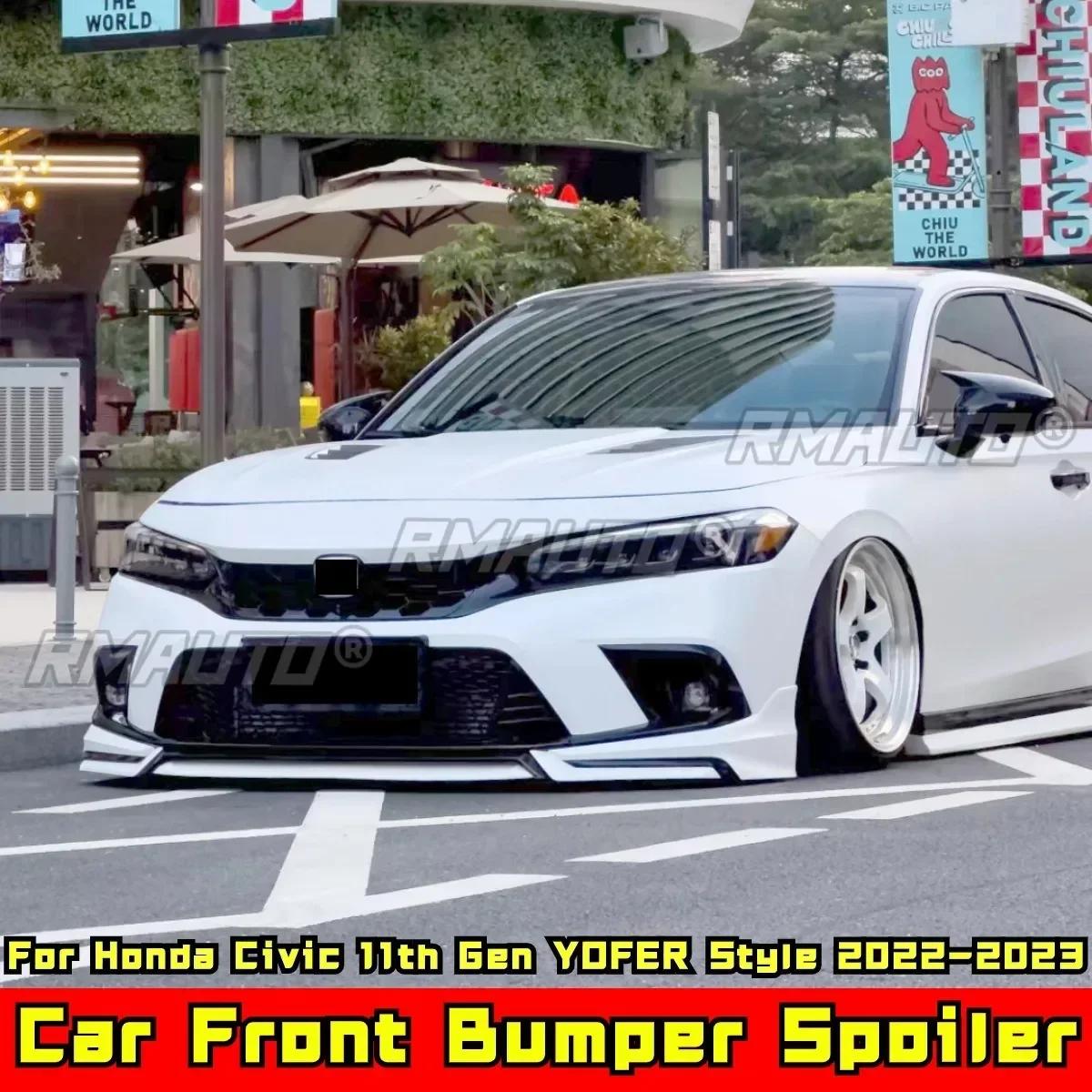 Civic Car Front Bumper Lip Glossy Black YOFER Style Front Bumper Splitter for Honda Civic 11th Gen 2022-2023 Car Accessories
