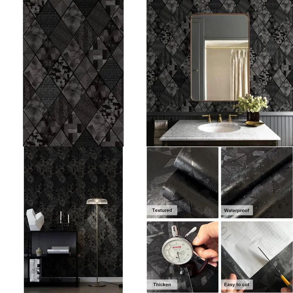 ورق جدران خطي هندسي منقوش ثلاثي الأبعاد قابل للإزالة - غطاء جدار ذاتي اللصق مقاوم للماء للمظهر المزخرف #1