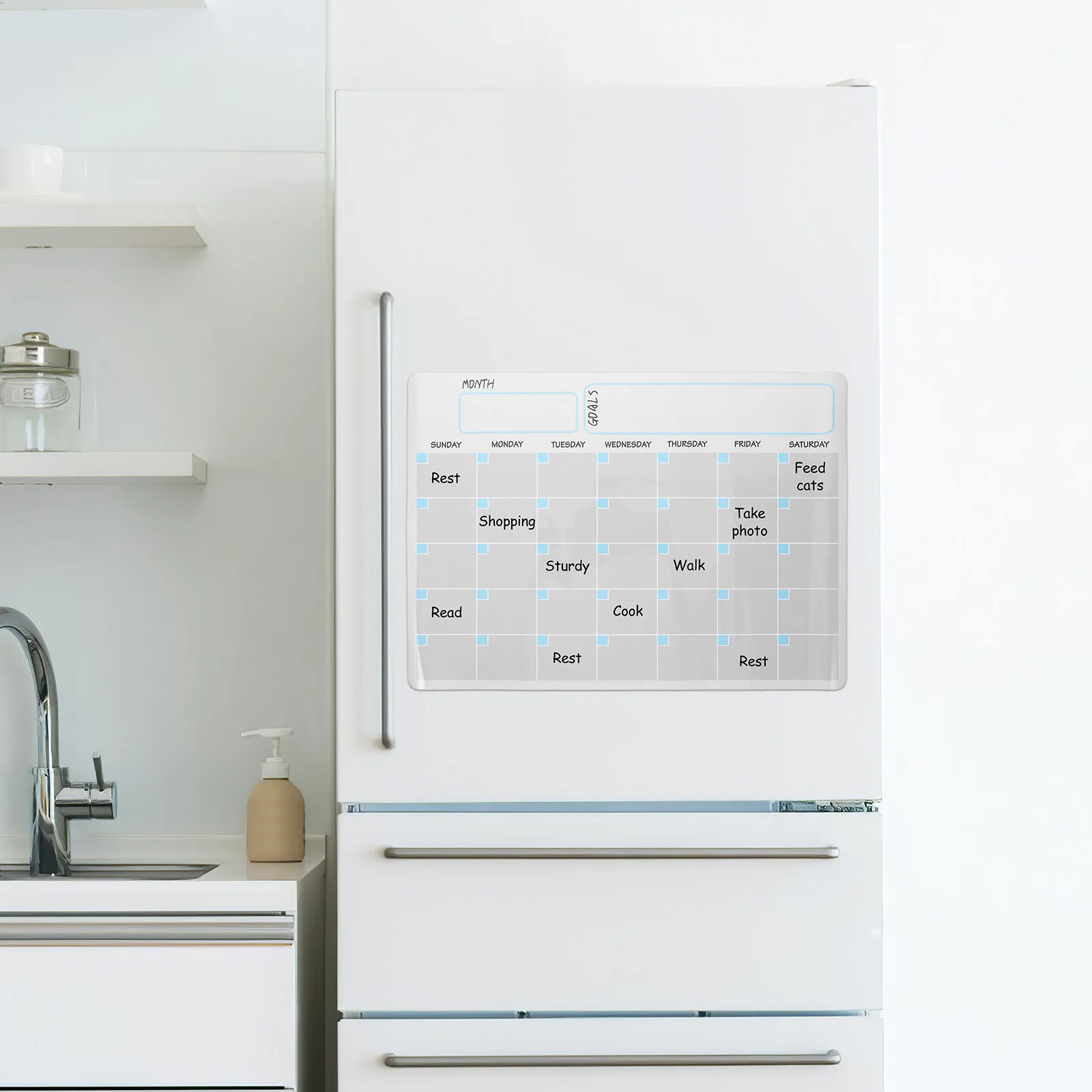 

Magnetic Fridge Calendar Dry Erase Whiteboard Planner Board for Kitchen Office Home Use Stain Resistant Smooth Writing Surface