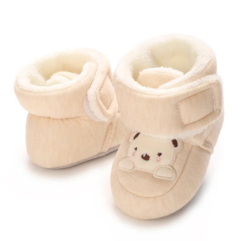 جديد الفتيان والفتيات أحذية الرضع والفتيات أحذية الرضع والفتيات أحذية الشتاء الدافئة الدب الصغير التطريز النسيج الناعم وحيد أ
