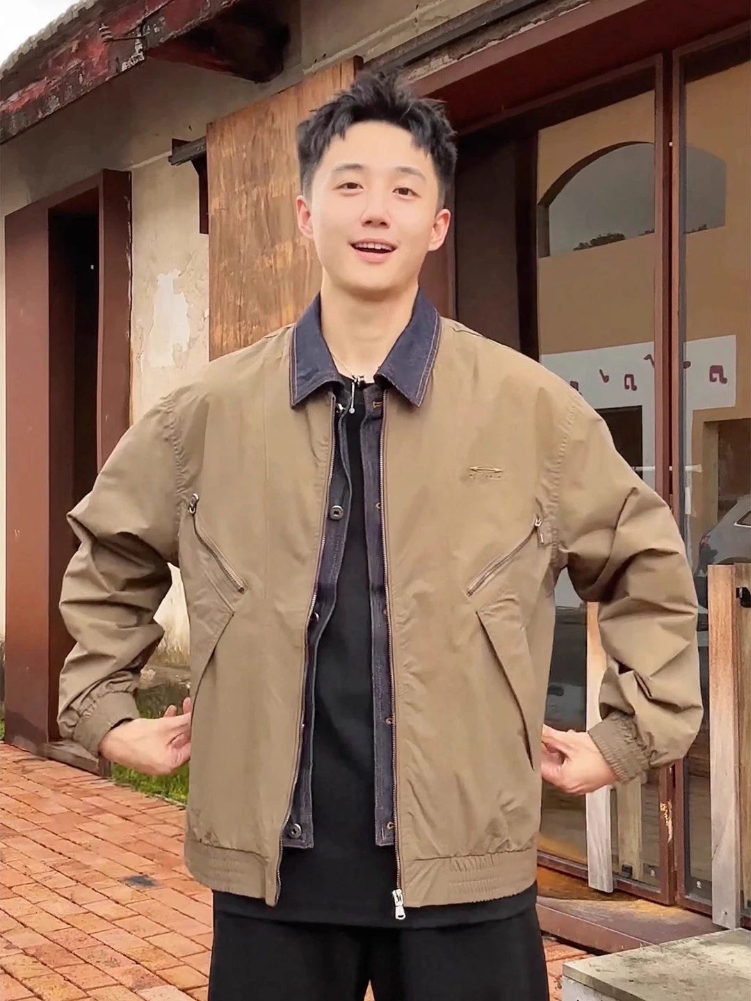 

Джинсовый лоскутный мужской джинсовый джинт цвета хакиен, винтажный воротник, цветная блузка, рабочая одежда, летный джет, весенне-осенняя верхняя одежда со стойкой