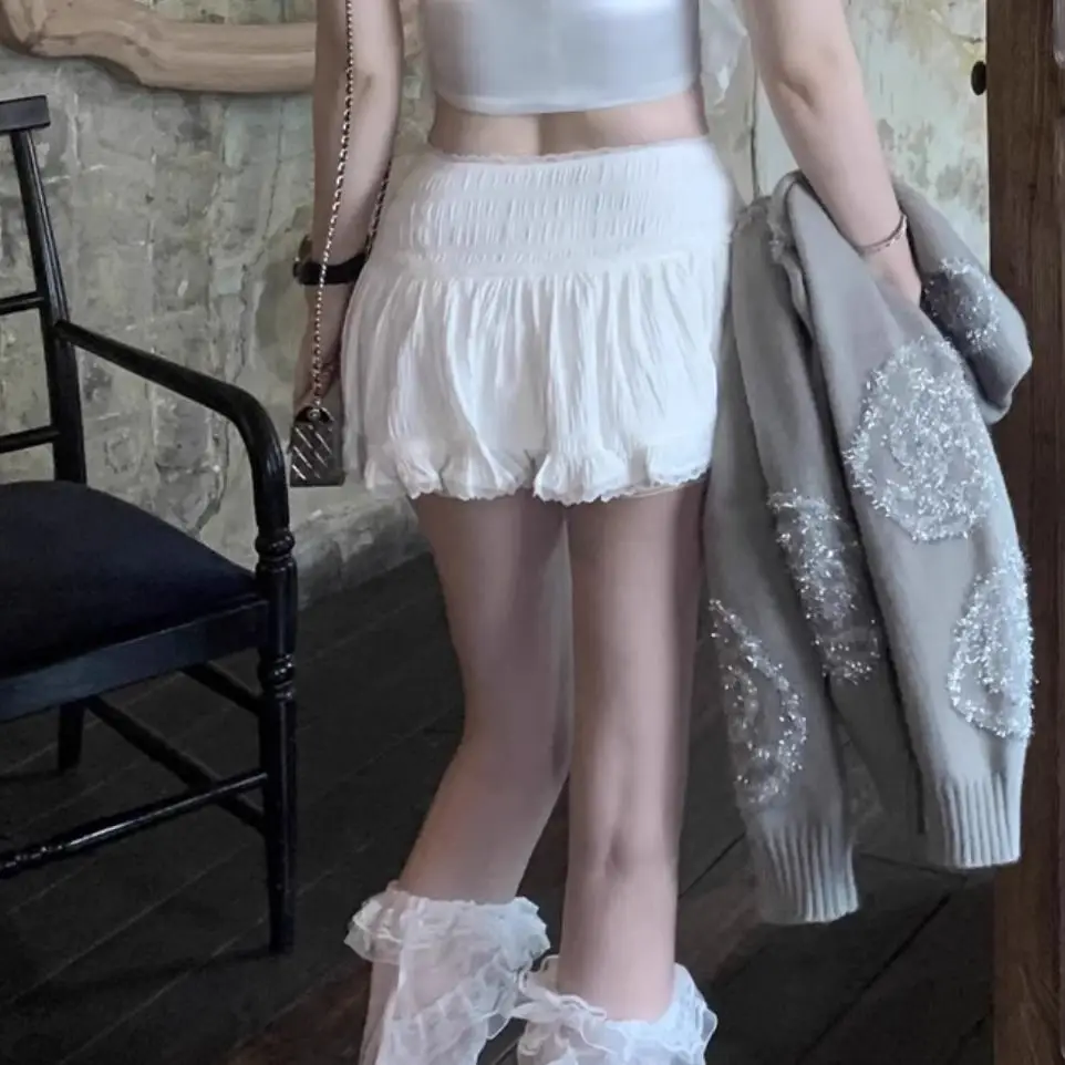 High-waisted Lace Spliced A-line Skirt for Women New Hot Girls Looking Slim Ballet Style