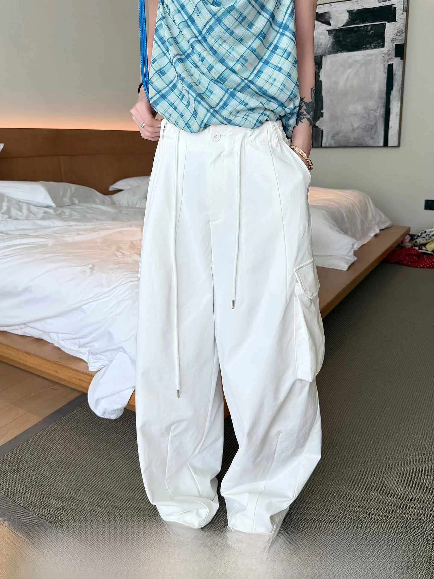 

Женские летние брюки с высокой талией, прямого кроя, в корейском стиле, повседневные, свободные, универсальные, длинные брюки для женщин