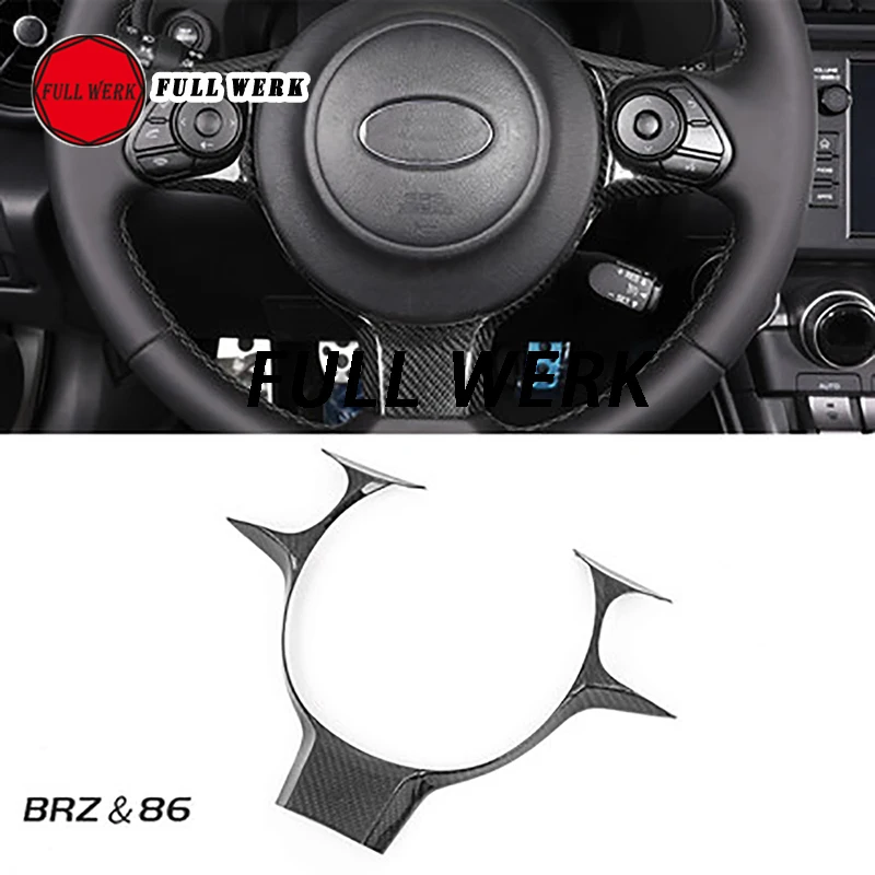 

1pc Carbon Fiber Car Steering Wheel Trim Button Decoration Cover Sticker Frame for 2022 Subaru Brz Toyota 86 Interior Accessory