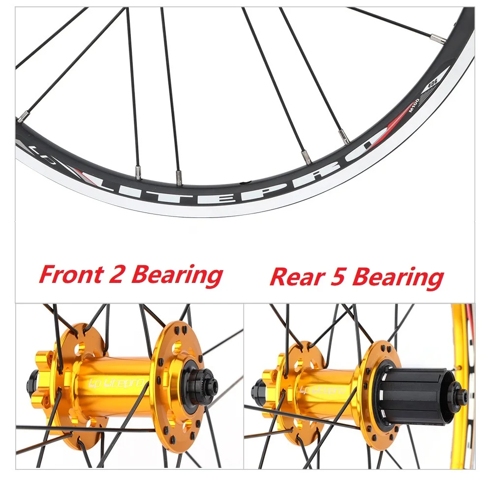 Litepro 451 406 Folding Bike Wheelset O.L.D 74mm 100mm 130mm 135mm Hubs Wheel Set Aluminum Alloy Double Wall Rims Sp8 10-11speed