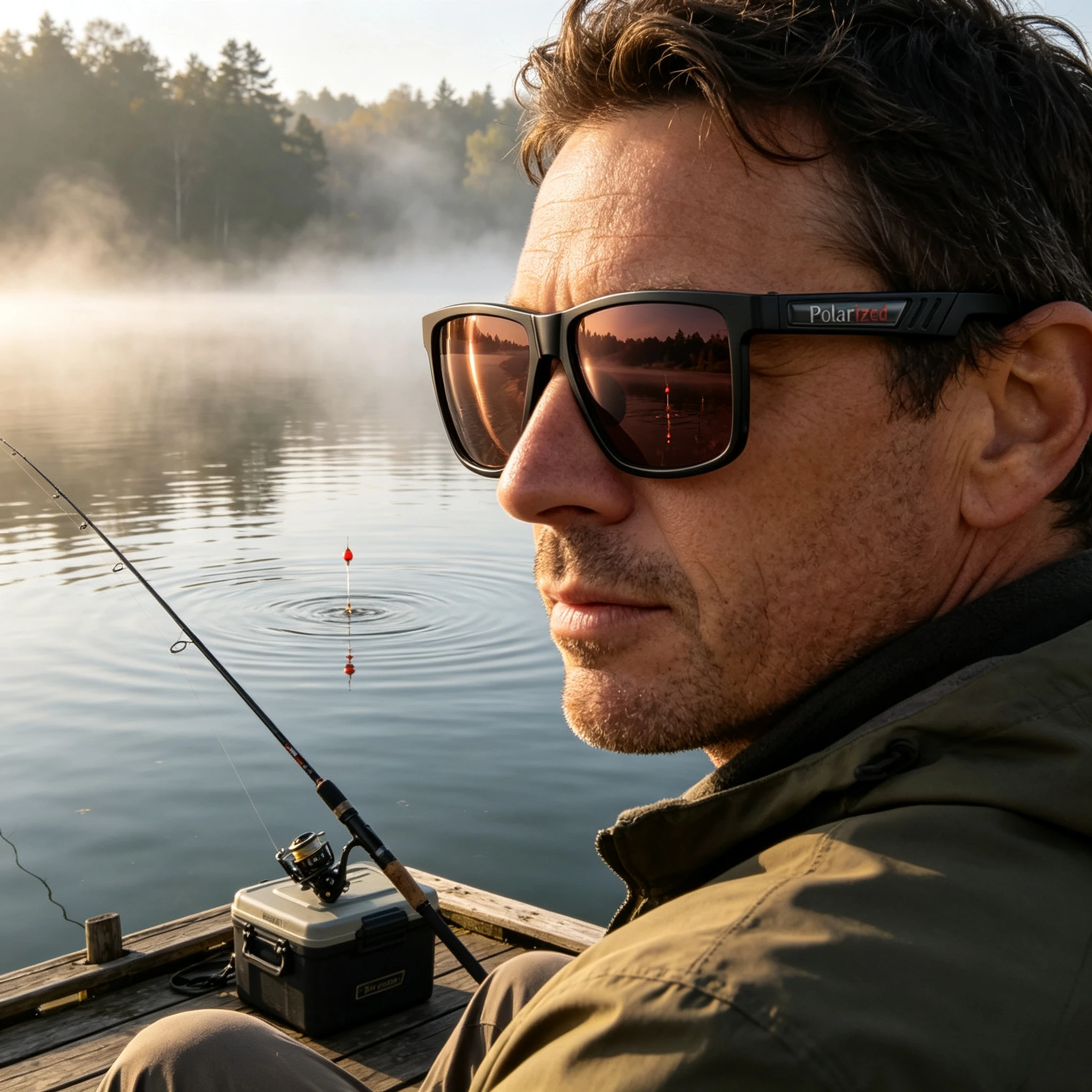 Ultra‑Light Photochromic Polarized Fishing Sunglasses,Clear Vision Anti‑Glare UV‑Blocking Glasses for Rock Fishing and Luya Lure