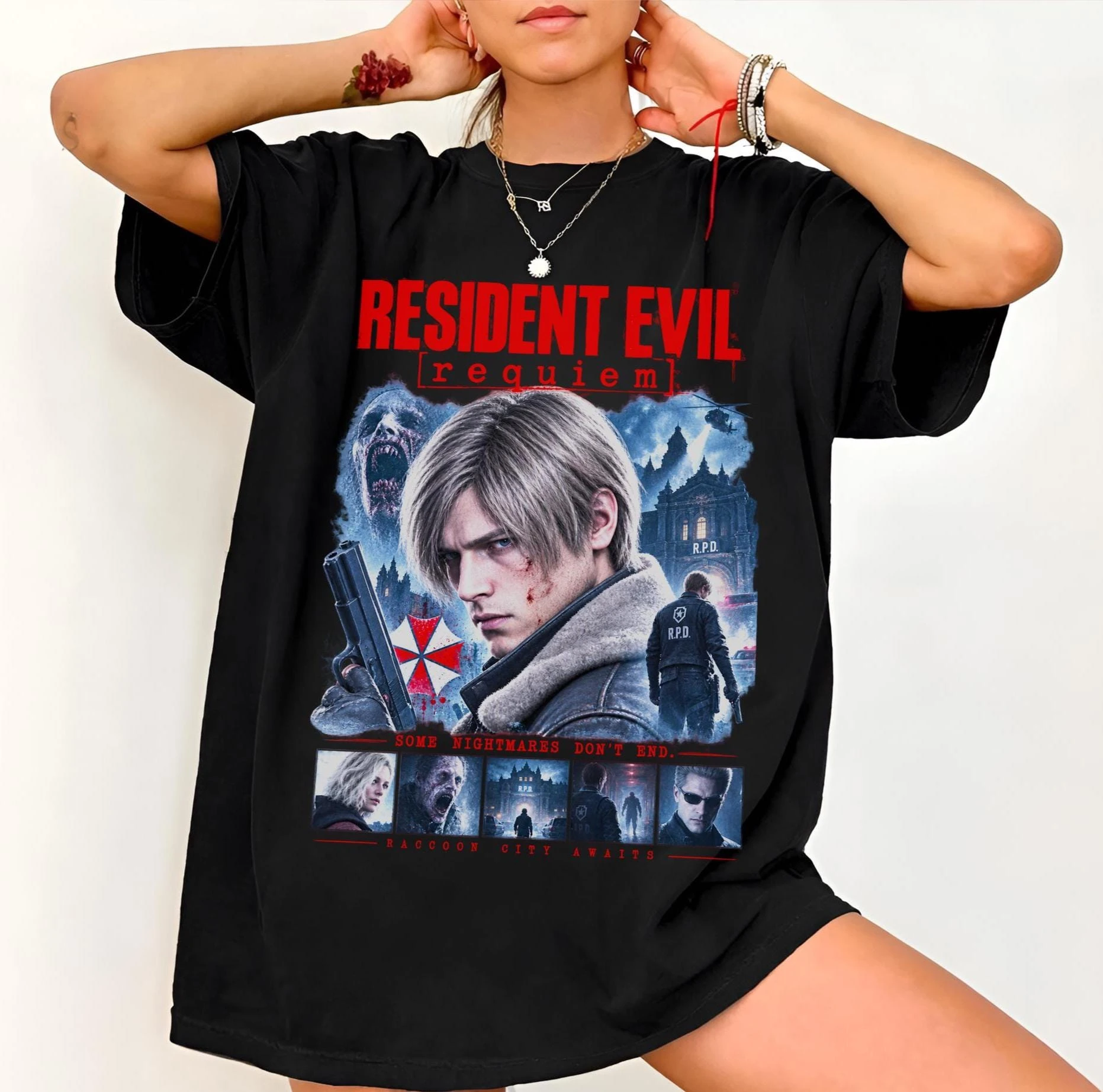 Leon Kennedy T-shirt, Resident Evil: Requiem T-shirt, Horror Game Merchandise, Grace Ashcroft T-shirt