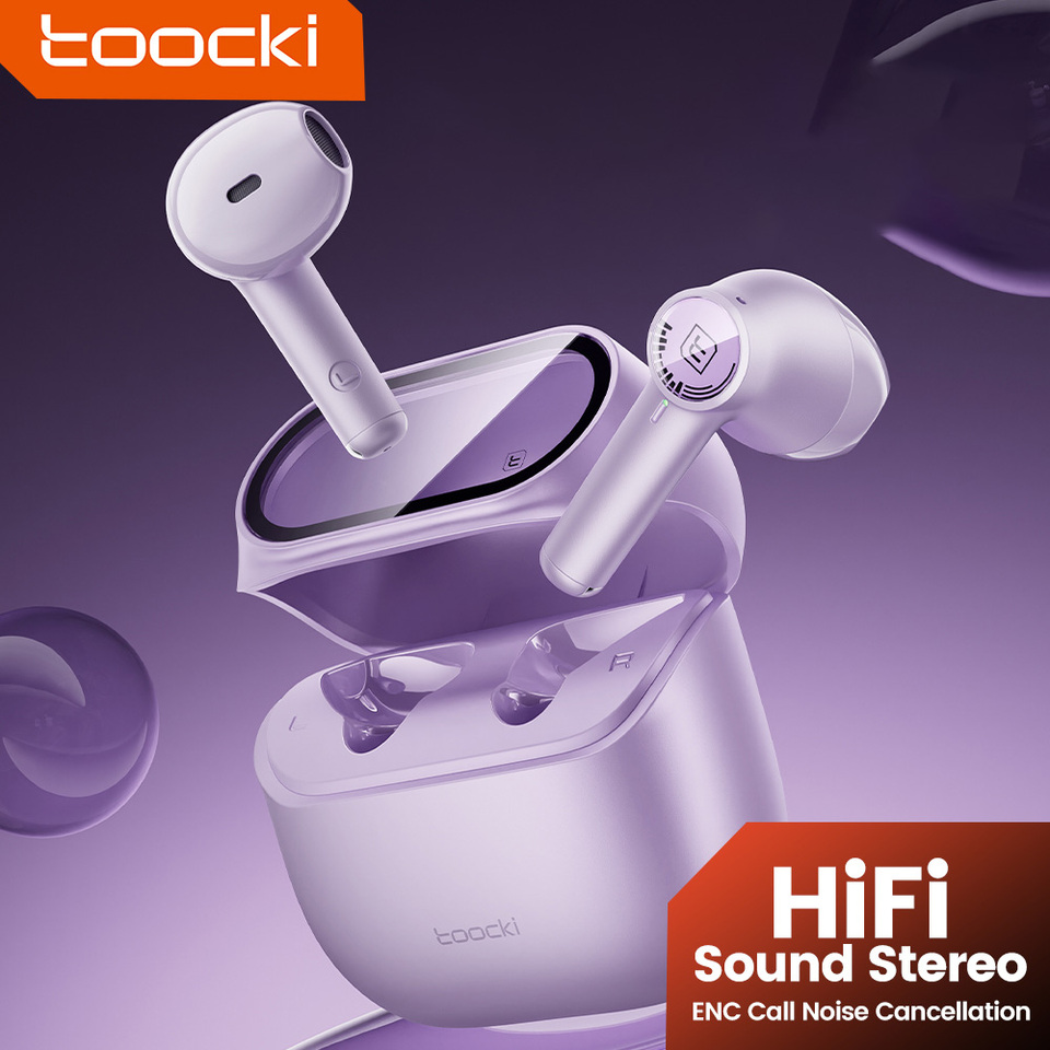Toocki TWS Bluetooth 5.3 ENC HiFi Sound Stereo Earphones IPX4 Waterproof In-Ear Headset Compact Size for Mobile Phone