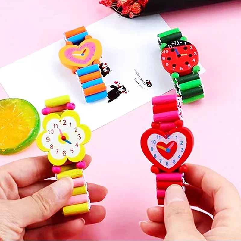 1pc Kids Colorful Wood Cartoon Bracelet Watch Toys Kids Birthday Party Gifts Pinata Filling Carnival Back To School Party Favors