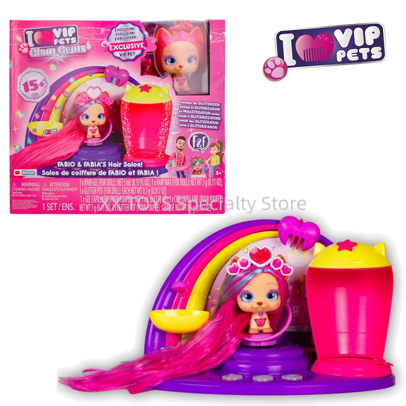 

I Love VIP Pets Glam Gems Fabio and Fabia's Hair Salon Playset with Exclusive Shiara Doll Girls' Pretend Play Toy Set Gifts