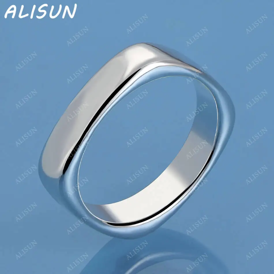 

ALISUN 925 Sterling Silver Square Fine Ring For Women Men Fashion Jewelry Charm Grace Wedding Engagement Accessories
