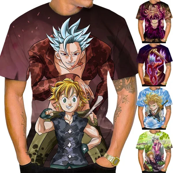 Summer Unisex Fashion Casual Short Sleeve Harajuku T-shirt Anime Seven Deadly Sins Meliodas 3D Printing Men T-shirt