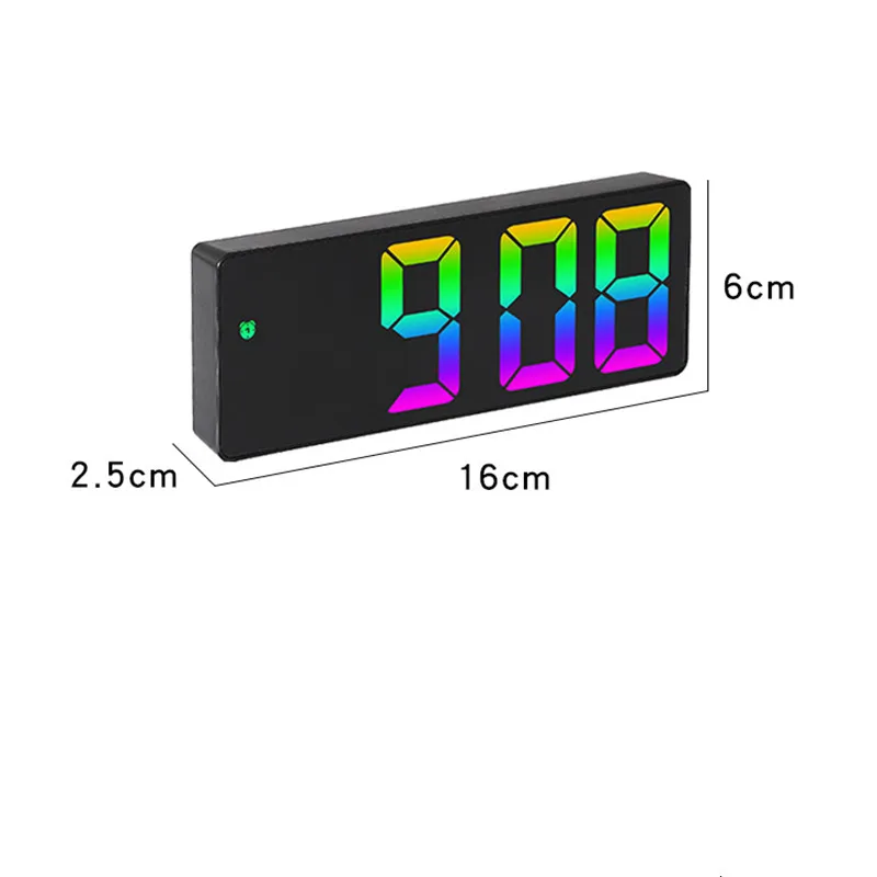 Sprachsteuerung Farbiger digitaler Wecker TEMP Datumsanzeige Nachtmodus Snooze Tischuhr Anti-Stab-Funktion 12/24H LED-Uhr – Detail 1
