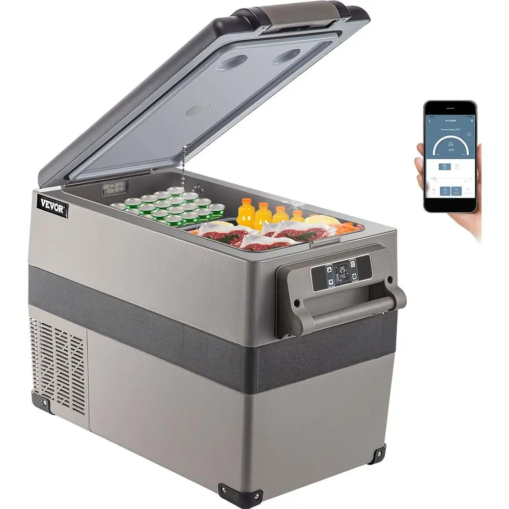 

Portable 48-Quart Digital Cooler with App Control, 12/24V DC & 110-240V AC Power Options, Ideal for Travel, Camping and Home