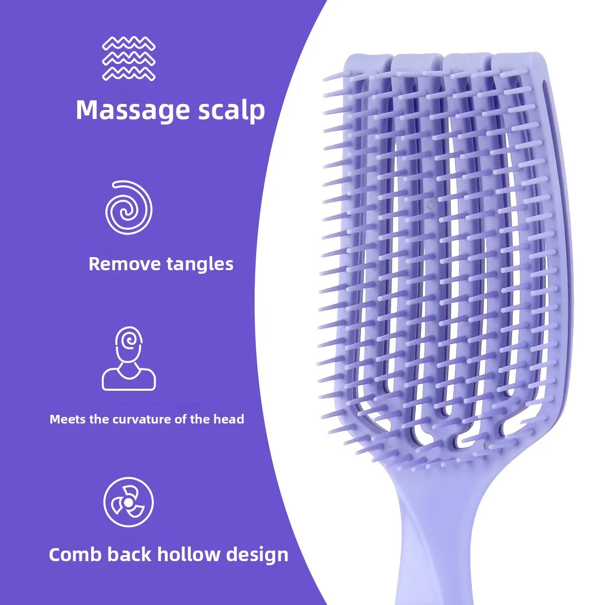 Bananenblatt-Massagekamm, Muschelkamm, hohe Schönheit, große Biegung, lila Haarbürsten-Set, Entwirrung und Styling, Haarpflege-Werkzeuge