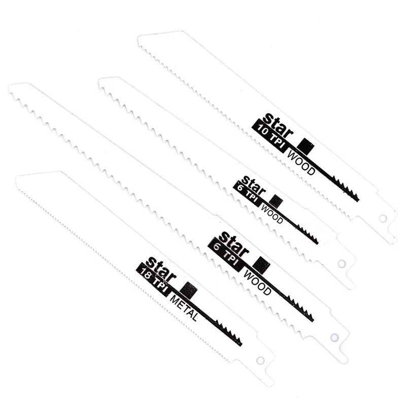 4 قطعة 6-18 Tpi العالمي الترددية شفرات المنشار النجارة شفرة المنشار HSS غرامة الأسنان الكربون الصلب النجارة الخشنة