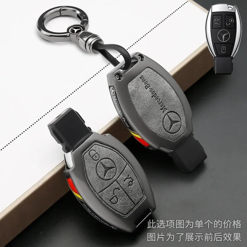 2026 Fashion Styling Leather Alloy Car Remote Key Case Cover For Mercedes Benz A B C S Class AMG GLA CLA GLC W176 W221 W204 W205