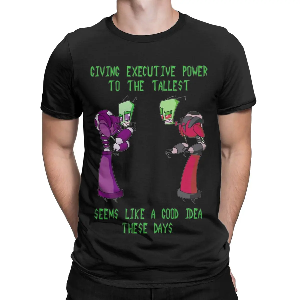 Power To The Tallest Invader Zim T-Shirts for Men Funny Pure Cotton Tees O Neck Short Sleeve T Shirts 6XL Tops