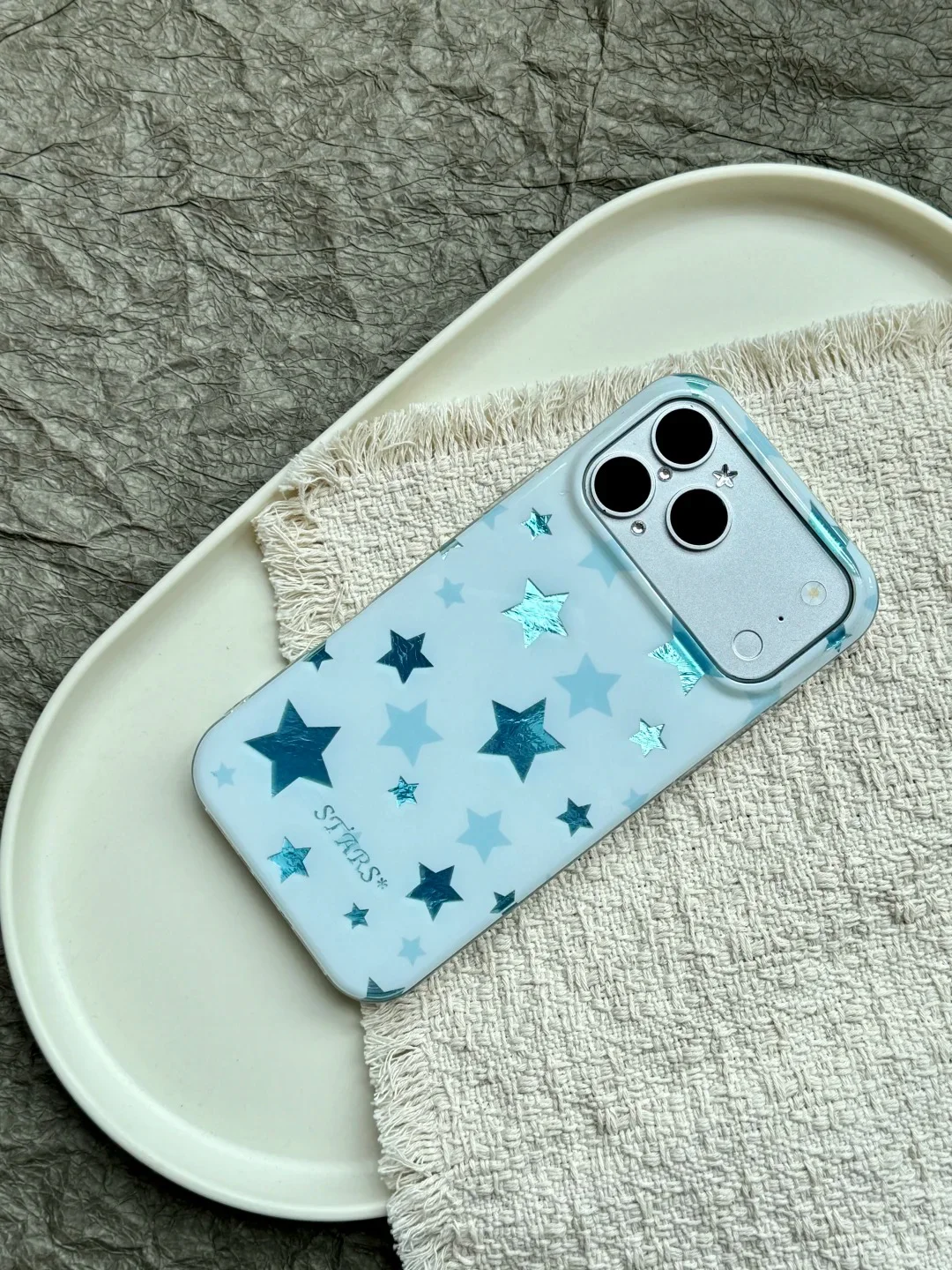 Star Mint Blue Crocodile Pattern Laser Paper Pattern Phone Case For iPhone 17 AIR 16 15 14 13 12 11 PRO MAX MINI 7 8 PLUS Cover