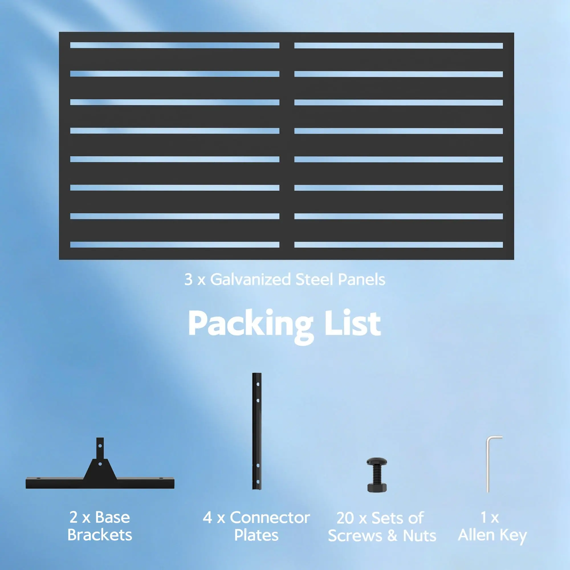72 x 47 Outdoor Metal Privacy Screen 6FT Freestanding Decorative Fence Panel With Stand For Patio Garden Balcony Deck Yard Black view 7