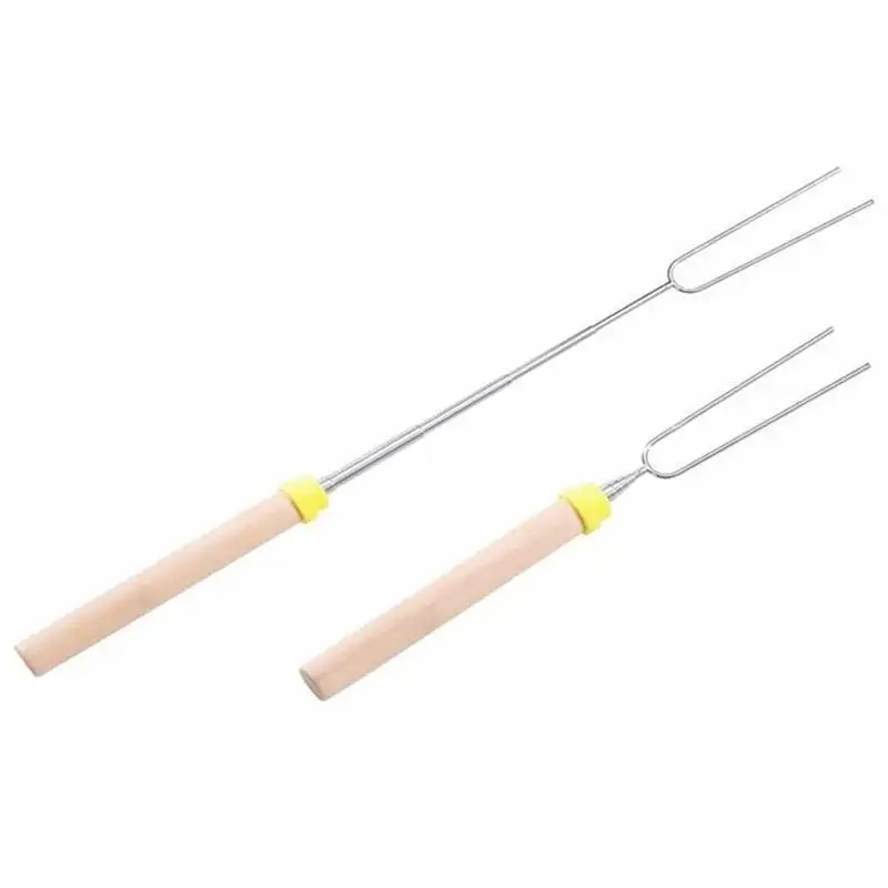 Outdoor Barbecue Telescopic Roasting Forks Extension Type Skewers Portable Hot Dog Sticks Convenient Household BBQ Cooking Tools