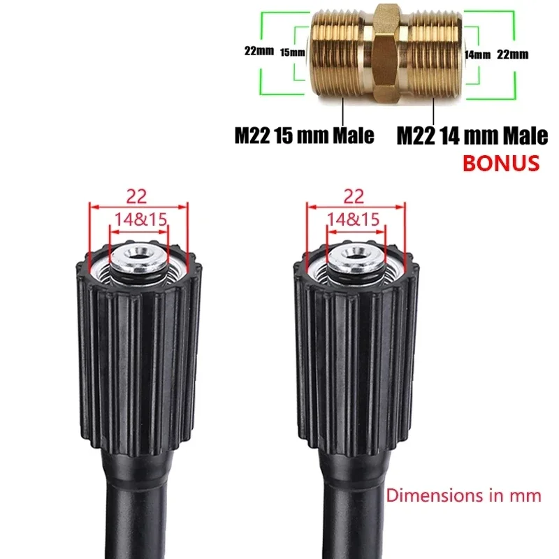 Hogedrukreiniger Slang Vervanging Slang M22-14 & 15 Messing Connector Verlengkoppeling voor Karcher Lavor AR Blue Power Washer