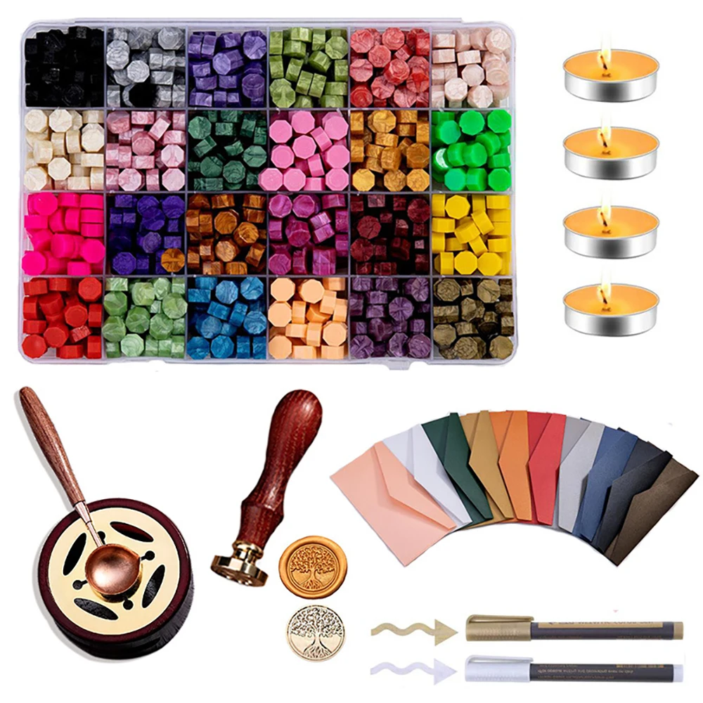 

Vintage Wax Seal Beads Stamps Scrapbook Material DIY Craft Set Party Decoration For Birthday Wedding Stamp Wax Letter Seal Kit