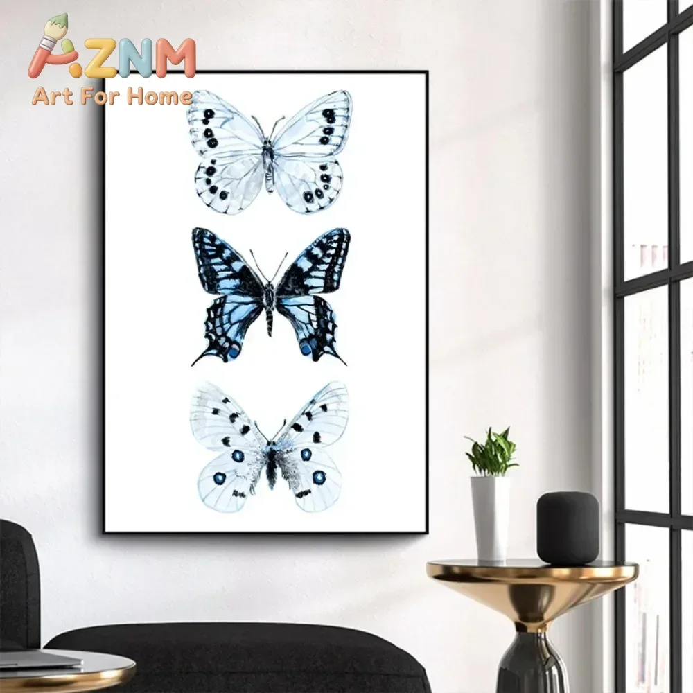 AZNM Navy Blue Floral Canvas Wall Art Relax Breathe Unwind Soak Inspirational Quote Frameless Print Bathroom Home Decor