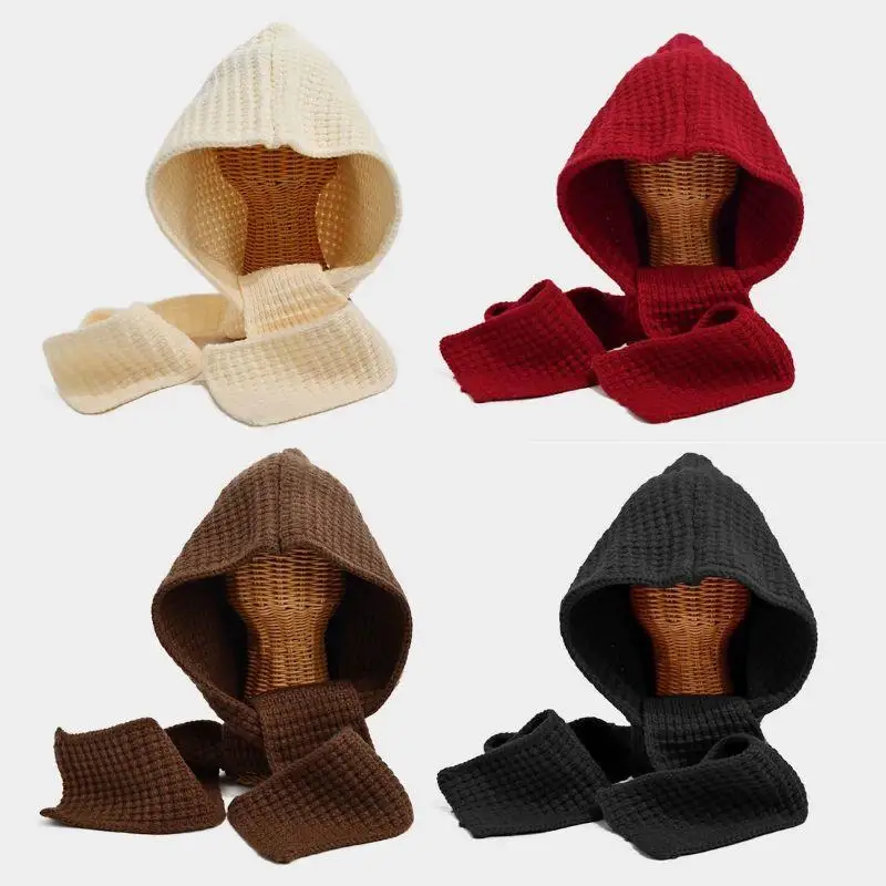 

Hooded Scarf Autumn Winter Balaclava Scarf Hat Ear Protector Beanies Useful Earmuffs Cap Winter Thicken Items Women Neck Scarf