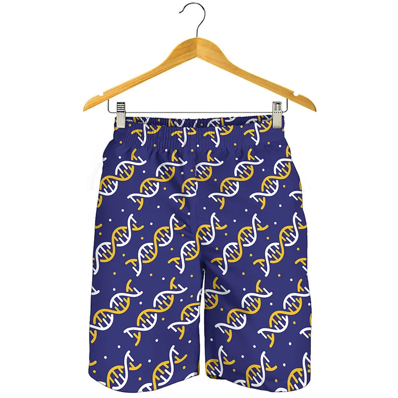 Creative Biology DNA Helix Pattern Beach Shorts For Men 3d Printed Swimming Trunks Kids Summer Vacation Loose Surf Board Shorts