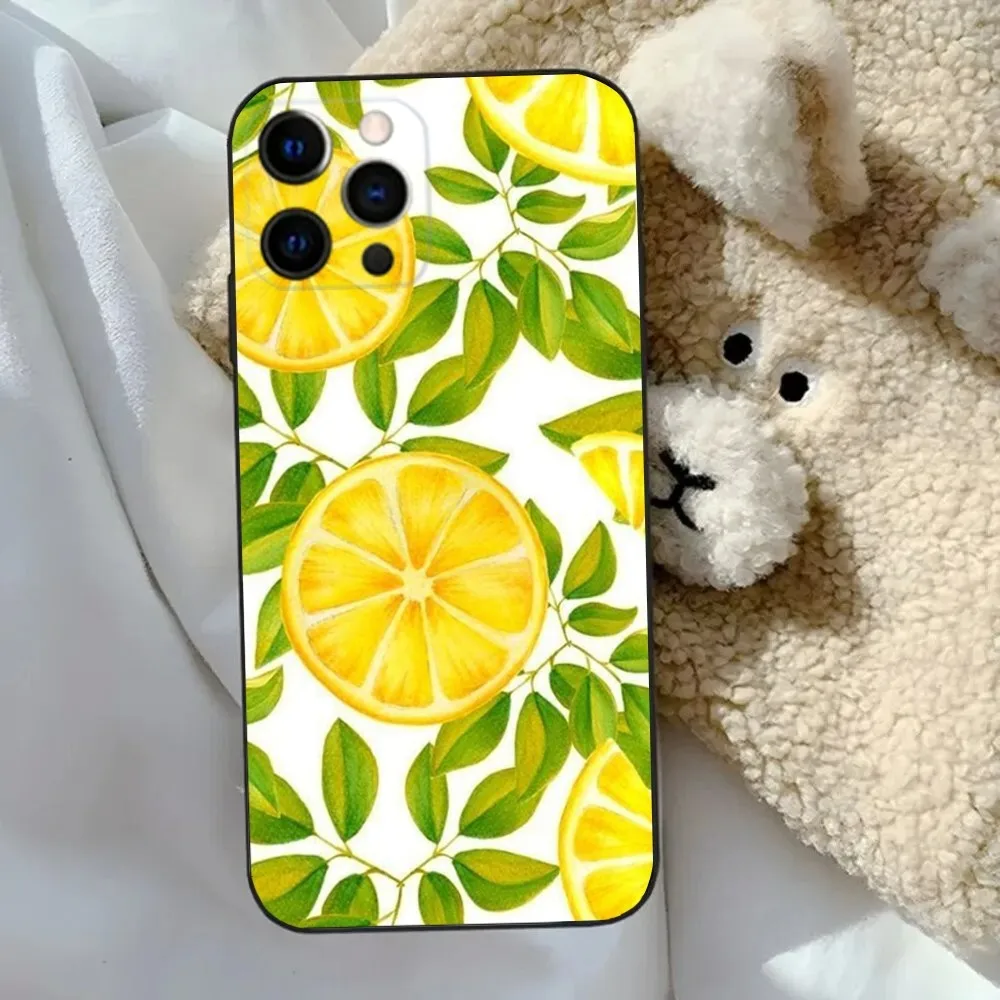 Fruit Lemon  Phone Case For Apple iPhone 15,14,13,12,11,Pro,X,XS,Max,XR,Plus,Mini Soft Black Cover