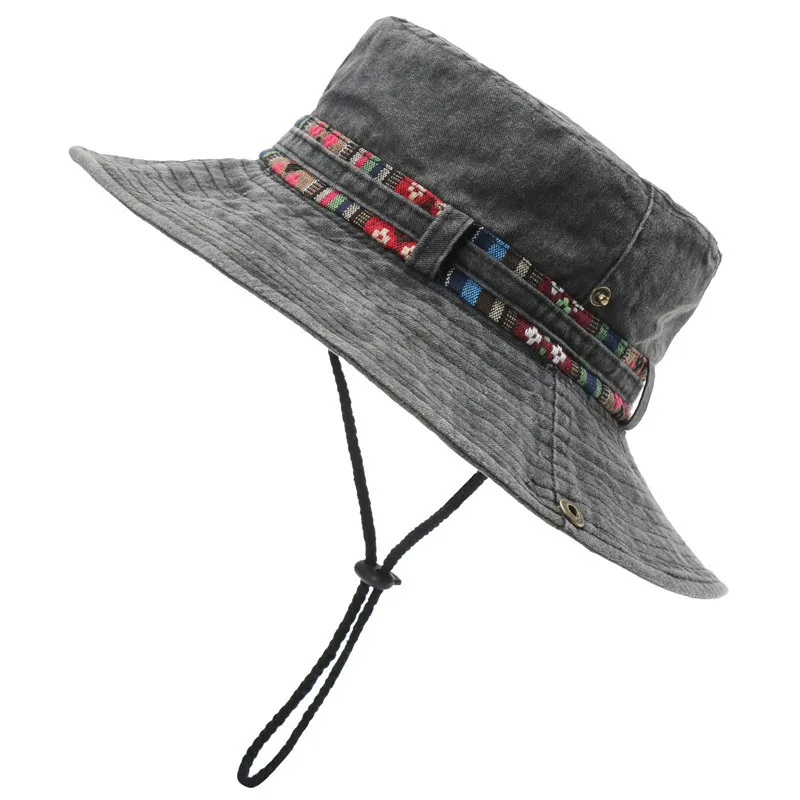 

Summer Men's Cotton Bucket Hat UV Protection Sun Caps Multipurpose Outdoor Climbing Fishing Tourism Brim Sun Fisherman Hats