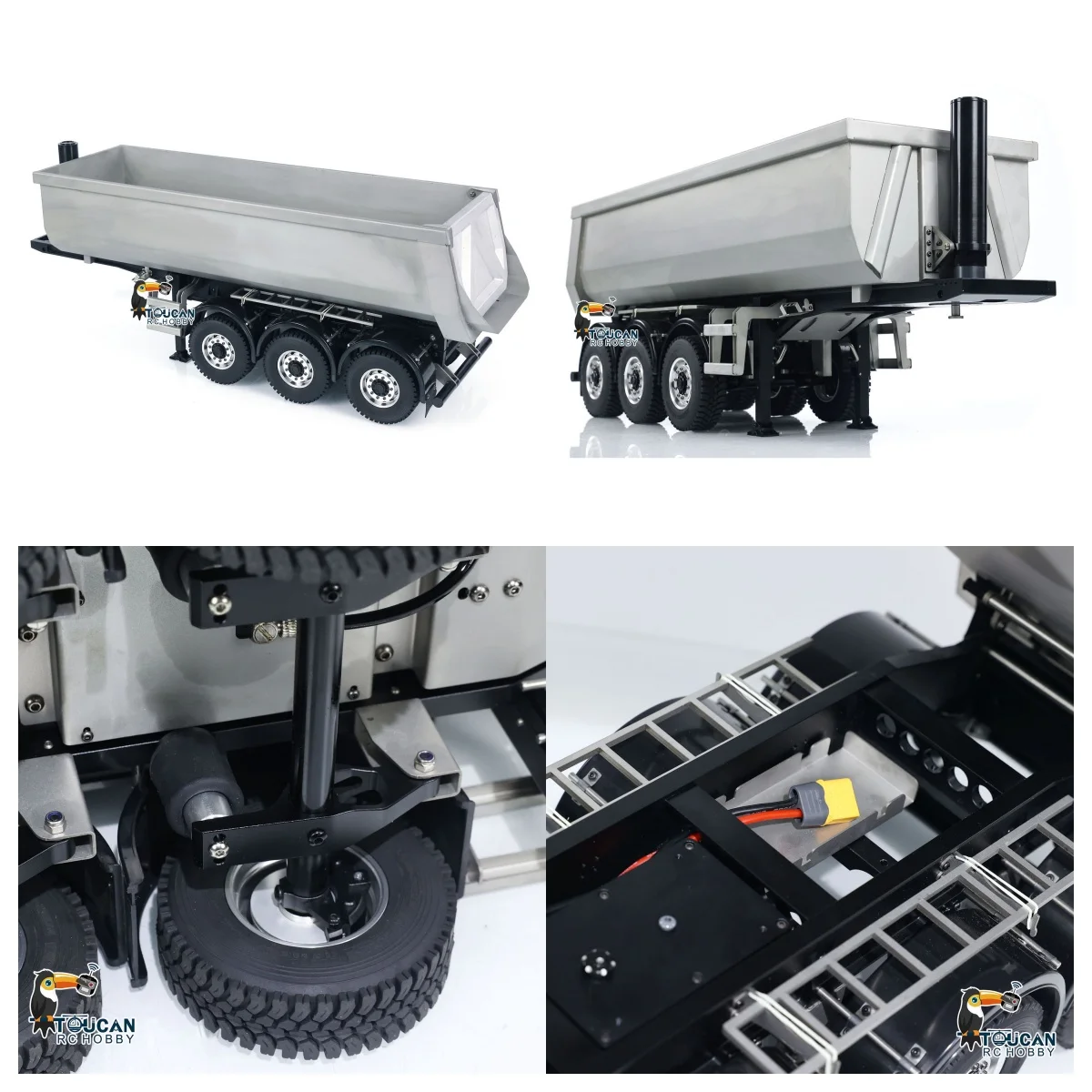

Metal 1/14 Scale 3 Axles Hydraulic RC Dump Trailer for Remote Control Tractor Trucks Parts Assembled Unpainted Model TH23181